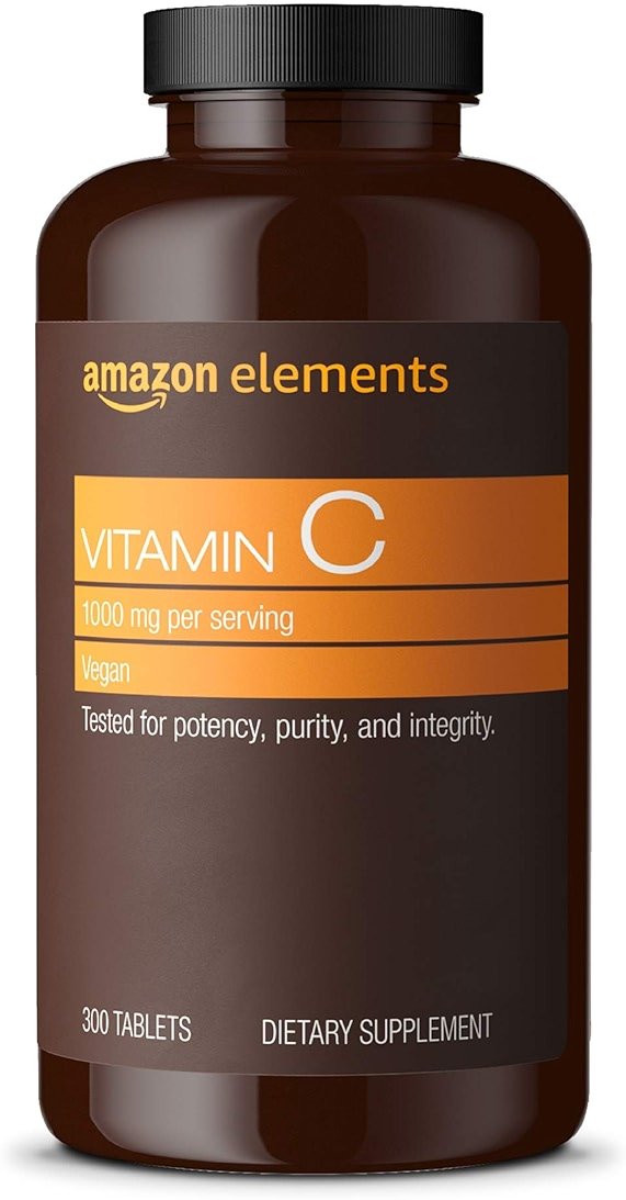Amazon Elements Vitamin C, 1000mg, Vegan, Supports Healthy Immune System, 300 Tablets - Product Image