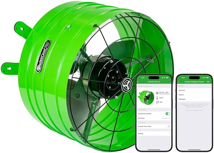 Quietcool AFG SMT ES-3.0 Smart Attic Fan for Gable Vents - Up to 2801 CFM - As low as 22 Watts - Smart App Control - Thermostat and Humidistat - 20ft Power Cord - Plug-and-play - Three Speed - Product Image
