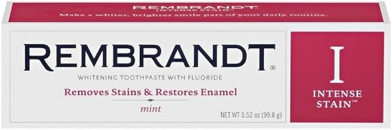 REMBRANDT Intense Stain Whitening Toothpaste With Fluoride, Removes Tough Stains, Rehardens And Strengthens Enamel, 3.5 Ounce - (Pack of 2) - Product Image