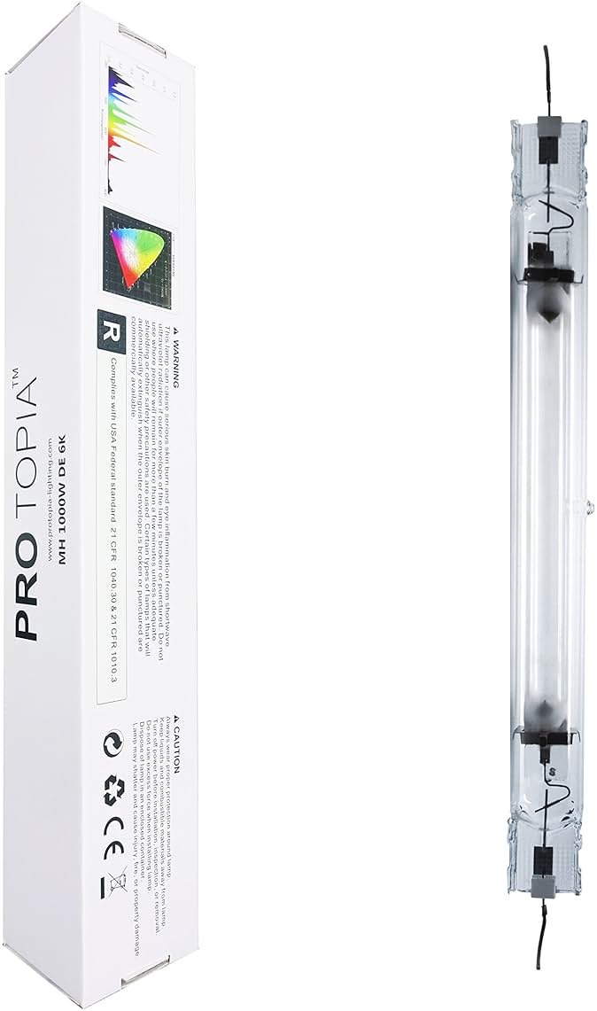 PROTOPIA 6000K 1000W Double Ended Metal Halide Grow Light Bulb,High PAR Enhanced Blue and Violet Spectrum for Horticulture Hydroponic and Indoor Plants, Grow Bulb,CCT 6000K,95,000 Lumens,HID Lamp - Product Image
