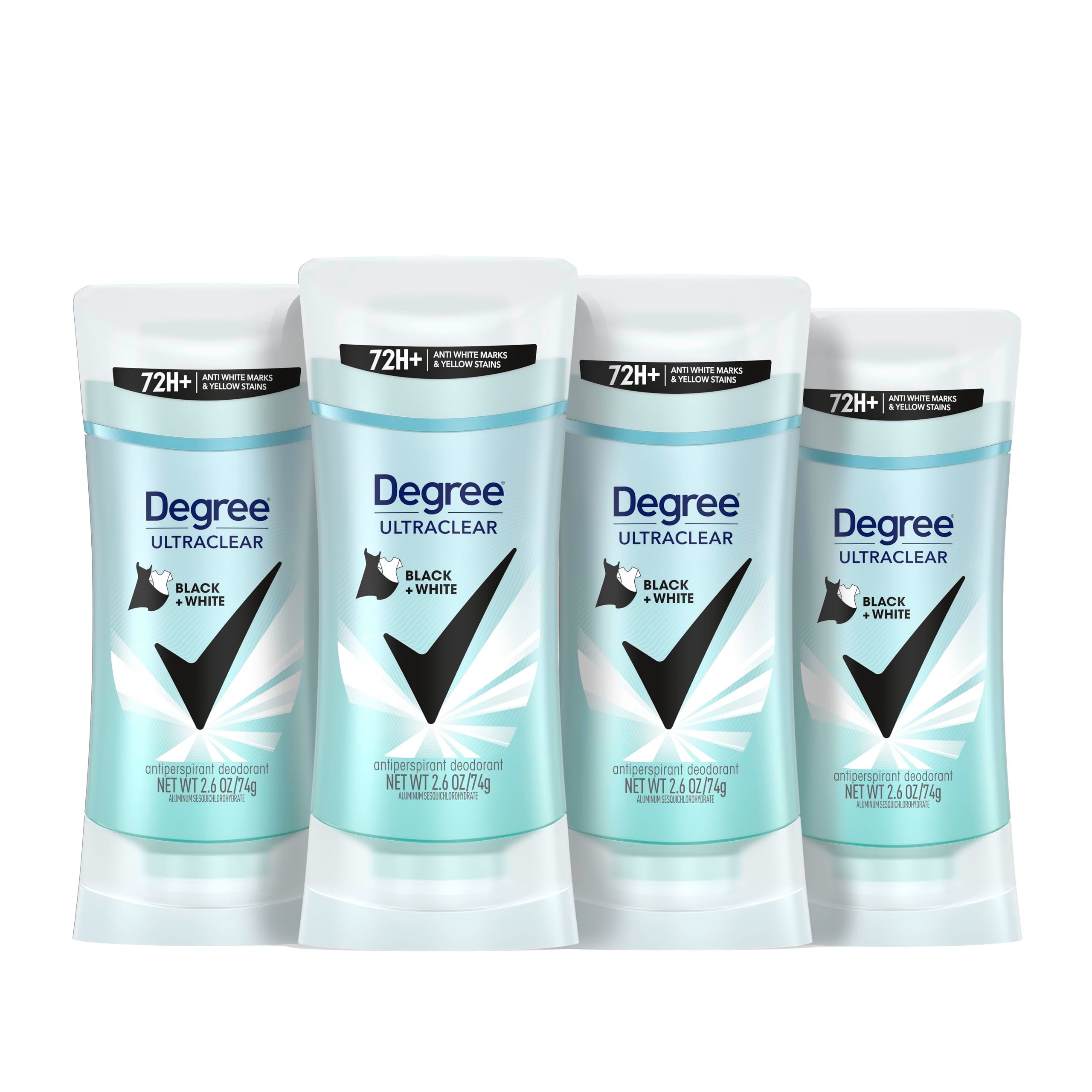 Degree Women's Black+White 4 Count Antiperspirant Balm 2.6 oz - Protects from Deodorant Stains, Fresh Scent, 48H Non-Stop Protection - Product Image