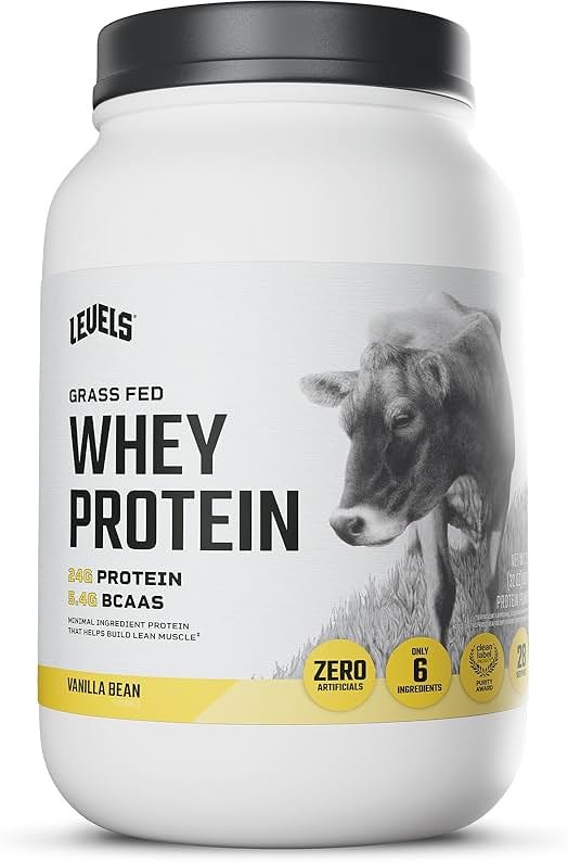 Levels Grass Fed Whey Protein Powder, No Artificials, 24G of Protein, Vanilla Bean, 2LB - Product Image