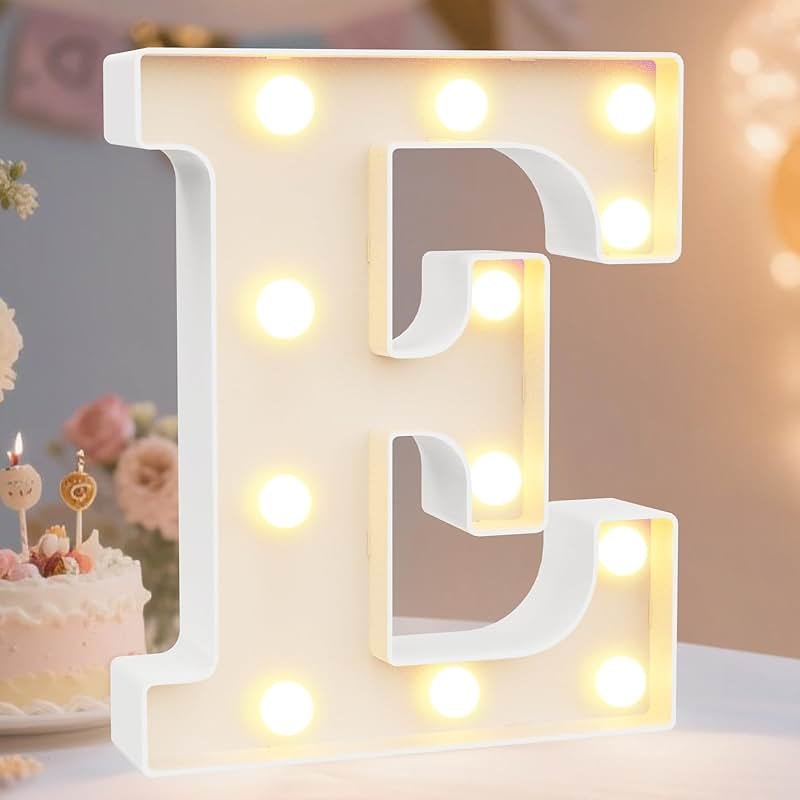 Pooqla LED Marquee Letter Lights Sign, Light Up Alphabet Letter for Home Party Wedding Decoration E - Product Image