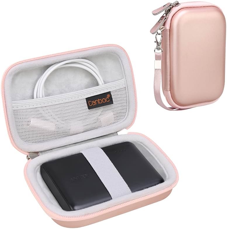 Canboc Hard Case for Anker PowerCore 13000 Portable Charger/Anker 622/621 Magnetic Battery (MagGo) Power Bank, Mesh Pocket fits USB Cable, Rose Gold (Case Only) ﻿ - Product Image
