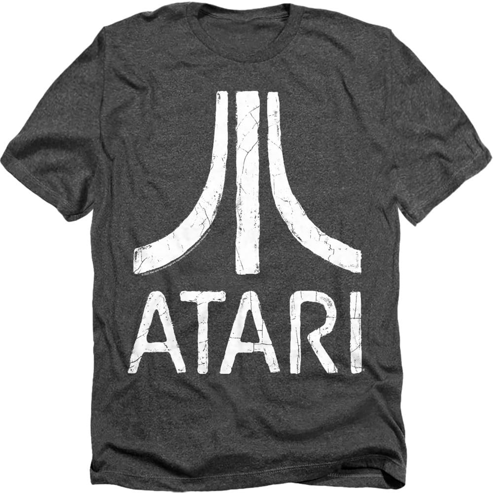 Popfunk Atari Video Game Retro Logo Vintage Gaming Console T Shirt Black Heather - Product Image