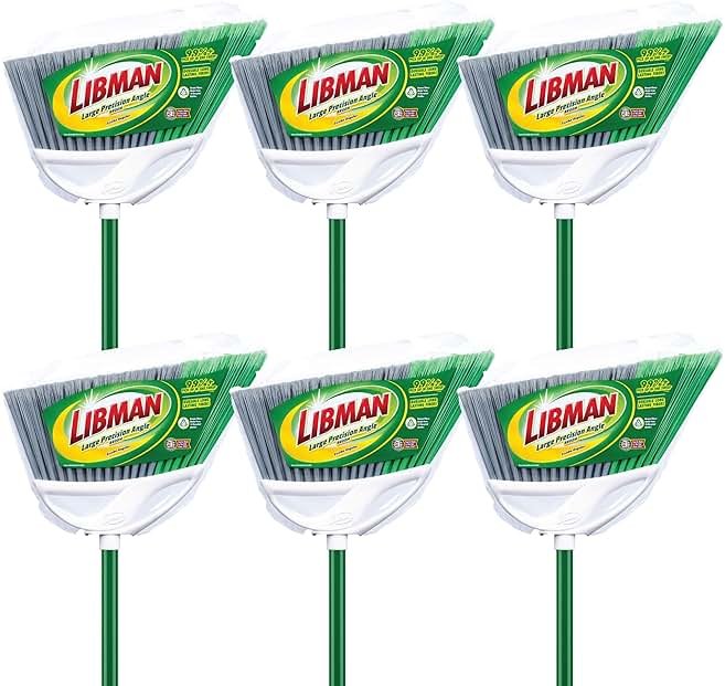 Libman Commercial 205 Large Precision Angle Broom, Steel Handle, 13" Wide, Green and White (Pack of 6) - Product Image