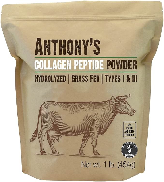 Anthony's Collagen Peptide Powder, 1 lb, Pure Hydrolyzed, Gluten Free, Keto and Paleo Friendly, Grass Fed, Unflavored, Non GMO - Product Image