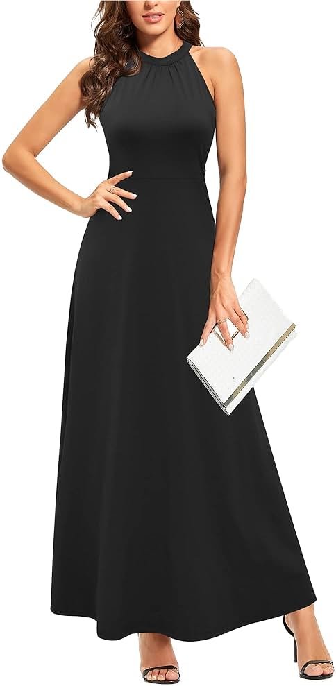 STYLEWORD Women's Summer Floral Halter Maxi Dress Vacation Semi Formal 2026 - Product Image