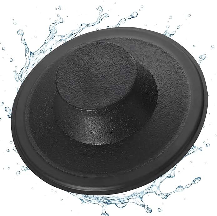 Essential Values Kitchen Sink Stopper - Drain Stopper Kitchen Sink Plug - Black Plastic Cover Cap Compatible with Kohler Insinkerator Waste King & Others - Product Image