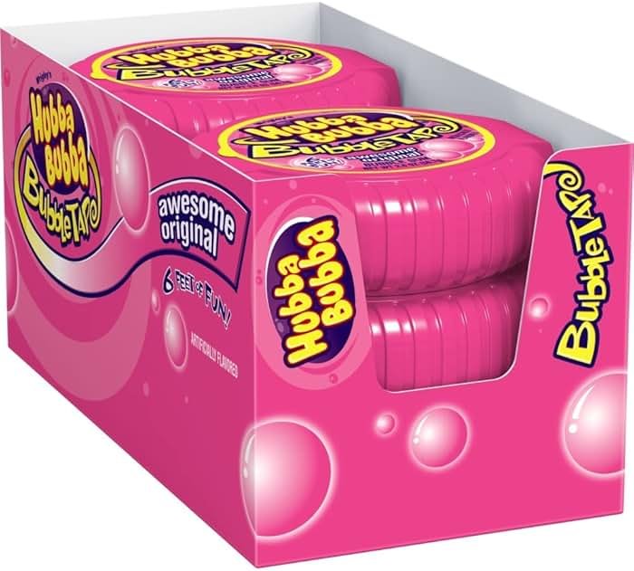 HUBBA BUBBA Bubble Gum Tape - Original Chewing Gum Bulk Pack, 2 oz, Pack of 6 Candy Bulk - Product Image