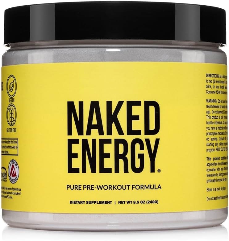 NAKED Energy - Pure Pre Workout Powder for Men and Women, NSF Certified, Vegan, Unflavored, Healthy Pre Workout - No Added Sweeteners, Colors Or Flavors - 50 Servings - Product Image
