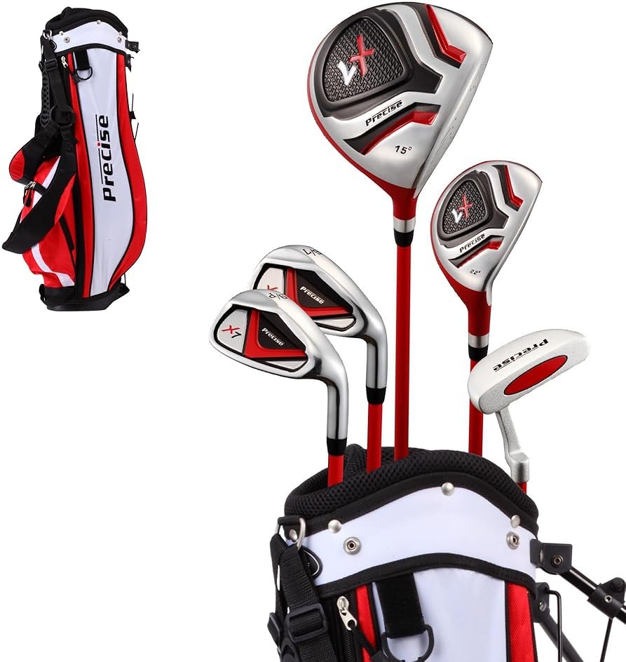 Precise X7 Kids Golf Clubs Set – Boys’ & Girls’ Junior Golf Set with Lightweight Graphite Shafts, Hybrid, Putter & Stand Bag - Product Image