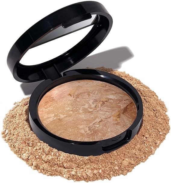 LAURA GELLER NEW YORK Award-Winning Baked Balance-n-Brighten Color Correcting Powder Foundation – Handmade in Italy – Buildable Coverage, Matte Finish – For Mature & Sensitive Skin – 04 Medium - Product Image