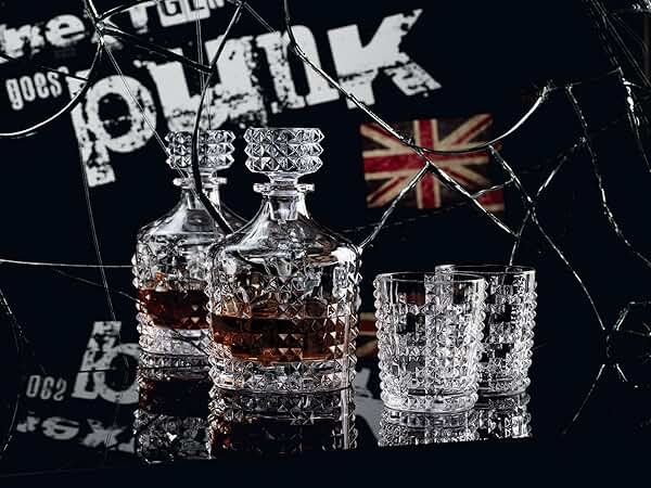 Nachtmann Punk 25 Oz Decanter & 12 Oz Whiskey Tumblers (3-Piece Set) - Crystal Glass Decanter with Airtight Stopper, For Whiskey, Bourbon, Wine, Modern & Durable, Dishwasher Safe - Barware Gift Set - Product Image