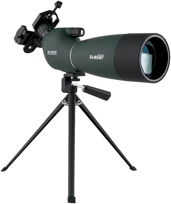 SVBONY SV28 Spotting Scopes with Tripod, Angled 25-75x70mm Spotter Scope with Phone Adapter, Waterproof Fogproof Spotting Scope for Bird Watching, Target Shooting, Wildlife Viewing - Product Image