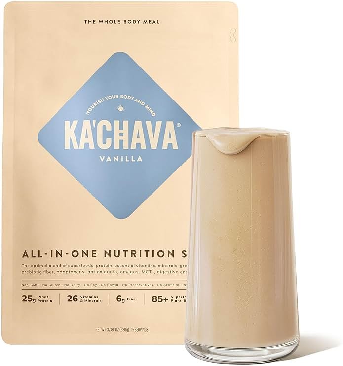 Ka’Chava Whole Body Meal Shake Vanilla 2 lb – Vegan Protein Powder with 85+ Superfoods & Greens – Plant-Based Meal Replacement with Probiotics & Digestive Enzymes – Gluten & Dairy Free (15 Servings) - Product Image