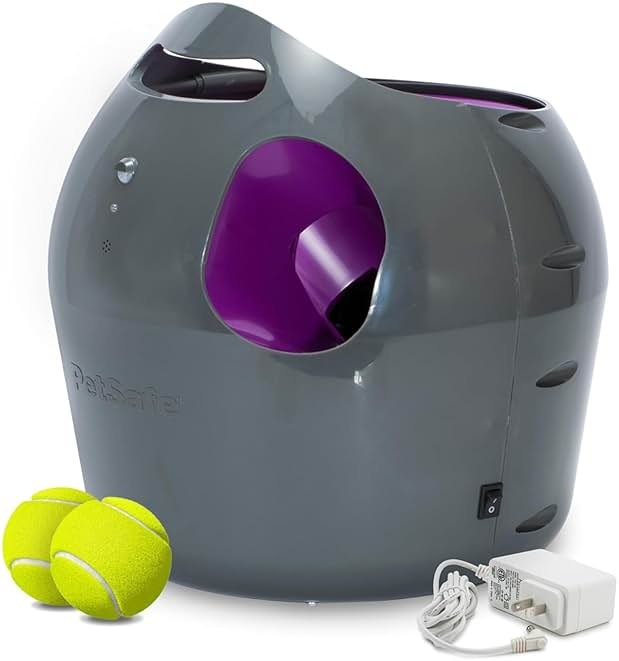 PetSafe Automatic Ball Launcher, Interactive Dog Toy for Enrichment, Tennis Balls Included - Motion Sensor Promotes Safe Play - Indoor/Outdoor - Adjustable Range - A/C Adaptor or Batteries, All Breeds - Product Image