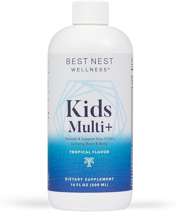 Mama Bird - Kids Multi+ Liquid Vitamins (31 Servings) Tropical Flavor - Active Methylated Vitamins, Kids Multivitamin - Organic Superfoods, Enzymes - Vegan, Gluten Free, Non GMO - 16 fl oz (473 mL) - Product Image