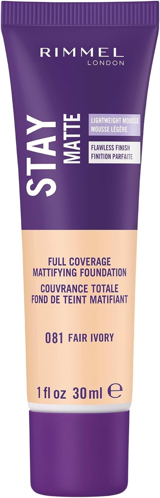 Rimmel London Stay Matte Liquid Mousse - 081 Fair Ivory - Foundation, Lightweight, Shine Control, Oil-Free, 1oz - Product Image