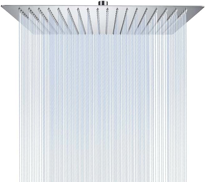 Derpras 16 Inch Square Rain Shower Head, 304 Stainless Steel, Ultra Thin High Pressure Bathroom Rainfall Showerhead (Brushed Nickel) (324 Jets) - Product Image