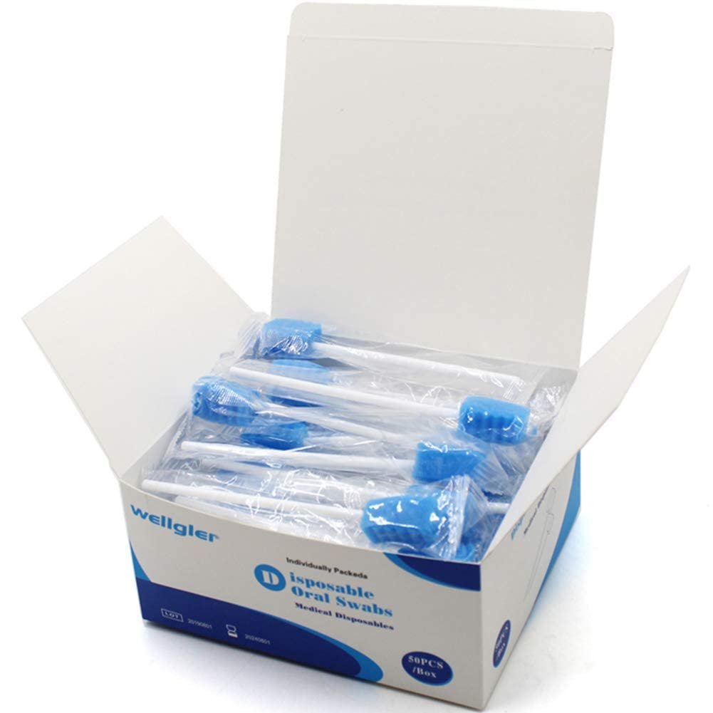 Disposable Oral Care Swabs Tooth Cleaning Mouth Swabs (50 Blue) - Product Image