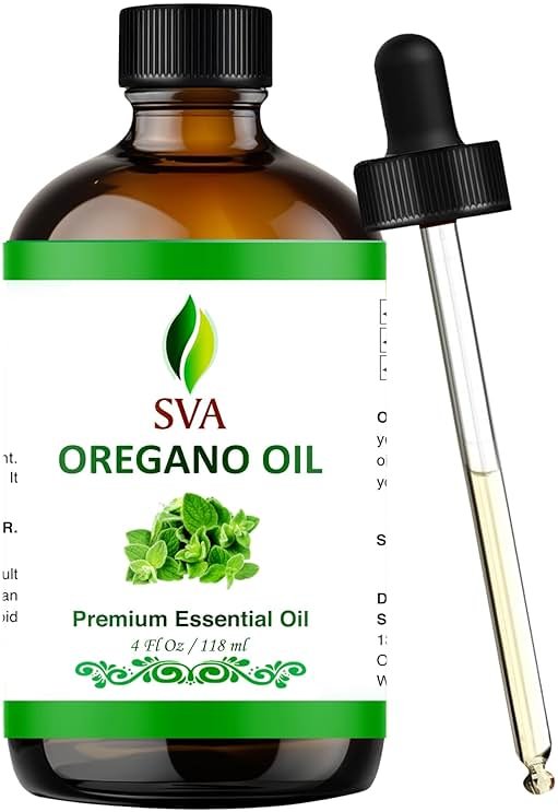 SVA Oregano Essential Oil – 4 Fl Oz – 100% Natural Oregano Oil - for Diffuser, Hair Care, Face, Skin Care, Aromatherapy, Scalp and Body Massage, Soap and Candle Making – with Dropper - Product Image