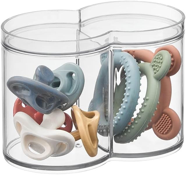 iDesign Round Plastic Canister Cosmetic Organizer with Top Tray Lid for Added Storage, The Clarity Collection – 6.12” x 3.62” x 4.35”, Clear - Product Image