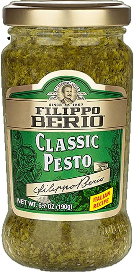 Filippo Berio Pesto, Classic Basil, 6.7 Ounce Glass Jar, Gluten Free, Non-GMO - Product Image