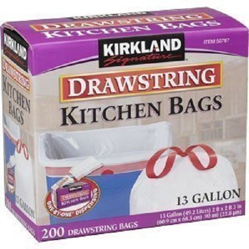 Kirkland Signature Drawstring Kitchen Trash Bags - 13 Gallon, 200 Count - Product Image