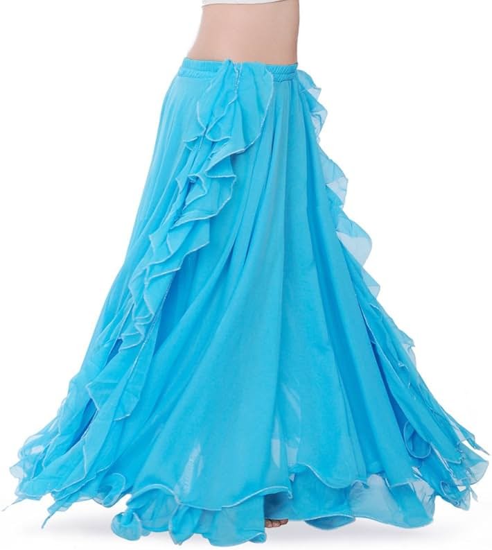 ROYAL SMEELA Chiffon Belly Dance Skirt Slit Bellydance Skirts Tribal Belly Dancer Costumes for Women Carnival Outfit - Product Image