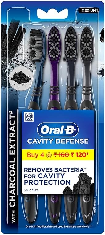 Oral B Cavity Defense 123 Black Toothbrush � Medium (Pack of 4) - Product Image