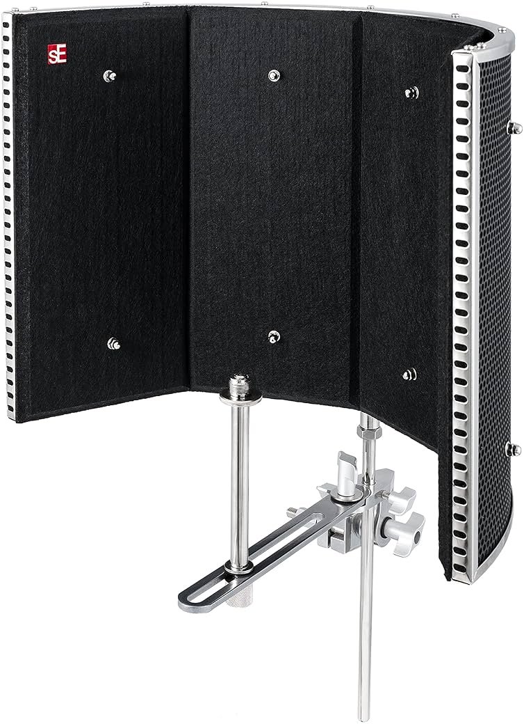 SE ELECTRONICS RF Pro Black Reflexion Filter Microphone Isolation Shield, Portable Vocal Booth for Recording, Podcasting & Voice Over, Pro Sound Isolation Shield with Patented 9 Layer Acoustic Design - Product Image