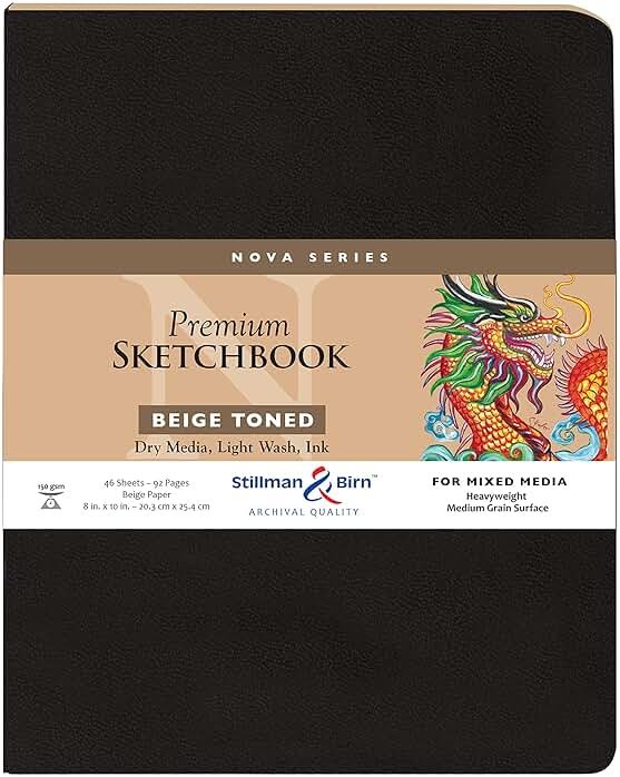 Stillman & Birn Nova Series Beige Softcover Sketchbook, 8" x 10", 150 GSM (Heavyweight),Beige Paper, Medium Grain Surface - Product Image