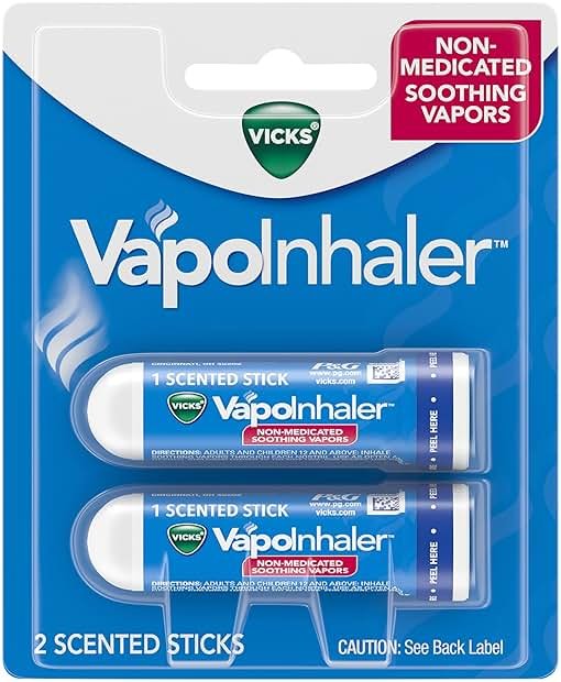 Vicks VapoInhaler, On-the-Go Portable Nasal Inhaler, Non-Medicated, With Refreshing Vicks Vapors, Menthol Scent , 2 Scented Sticks - Product Image