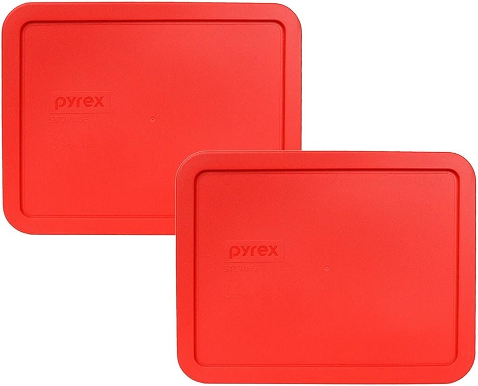 Pyrex 7212-PC 11-Cup Red Food Storage Replacement Lid (2-Pack) - Made in USA - Product Image