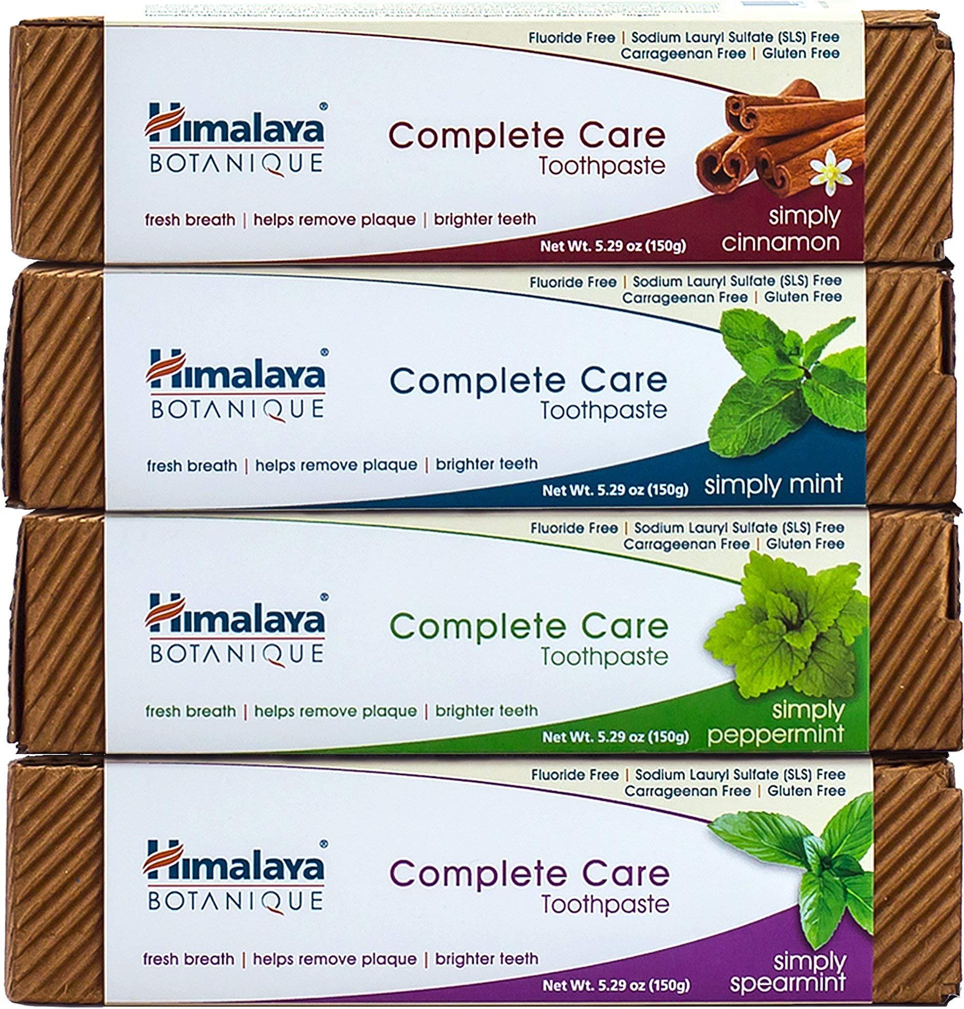 Himalaya Botanique Complete Care Toothpaste, Herbal, Variety Pack, Fights Plaque, Freshens Breath, Fluoride Free, No Artificial Flavors, SLS Free, Cruelty Free, Foaming, 5.29 Oz, 4 Pack - Product Image