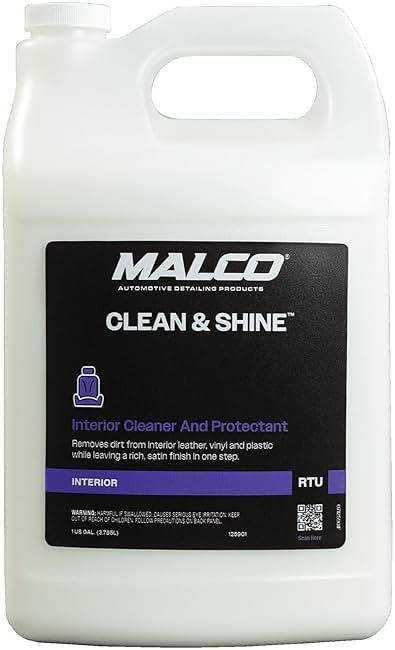 Malco Clean and Shine Interior Car Cleaner and Dressing - Best Interior Car Care to Restore Leather Plastic and Vinyl / 1 Simple Step To Clean, Condition, and Protect/Non-Glare Satin Finish (125901) - Product Image