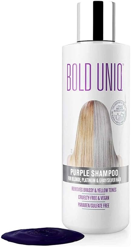 Bold Uniq Purple Shampoo - Remove Yellow Tones & Condition Damaged Hair - For Blonde, Silver or Grey Hair - Paraben & Sulfate Free, Vegan - 8 fl oz - Product Image