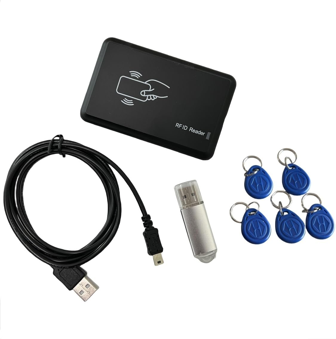 125khz ID Card Reader Writer RFID Copier Duplicater for Access Control+5 PCS EM4305/T5557 Tags+ Copier Tool - Product Image