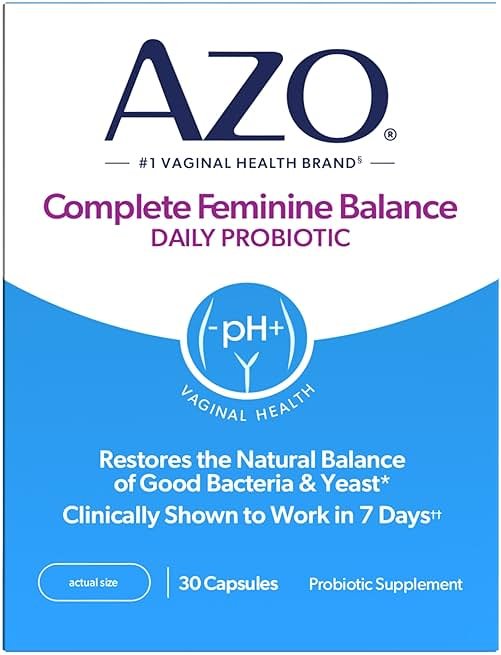 AZO Complete Feminine Balance Daily Vaginal Probiotics for Women, Clinically Proven to Help Protect Vaginal Health, Helps balance pH and yeast, 30 Count - Product Image