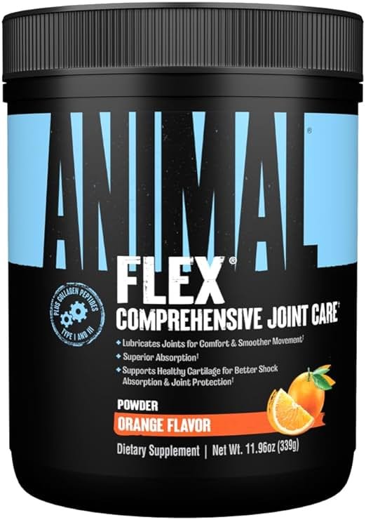 Animal Flex Powder - Joint Support Supplement for Pain Relief, Repair and Restore Muscles with Turmeric, Glucosamine, Chondroitin, MSM, Collagen and Boswellia, Great Tasting Orange Flavor, 30 Scoops - Product Image