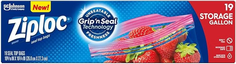 Ziploc Storage Bags with New Grip 'n Seal Technology, For Food, Sandwich, Organization and More, Gallon, 19 Count - Product Image