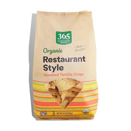 365 by Whole Foods Market, Organic Restaurant Style White Corn Tortilla Chips Unsalted, 14 Ounce - Product Image