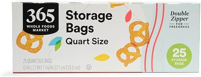 365 by Whole Foods Market, Quart Size Storage Bags, Double Zipper, 25 Count - Product Image