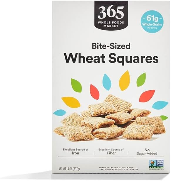 365 by Whole Foods Market, Bite Sized Wheat Squares Cereal, 14 Ounce - Product Image