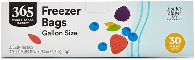 365 by Whole Foods Market, Gallon Size Freezer Bags, Double Zipper, 30 Count - Product Image