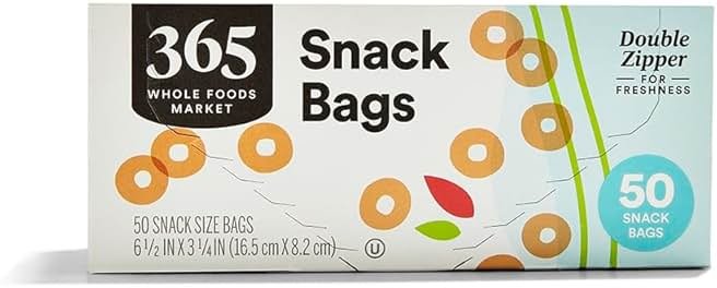 365 by Whole Foods Market, Snack Size Storage Bags, Double Zipper, 50 Count - Product Image