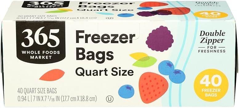 365 by Whole Foods Market, Quart Size Freezer Bags, Double Zipper, 40 Count - Product Image