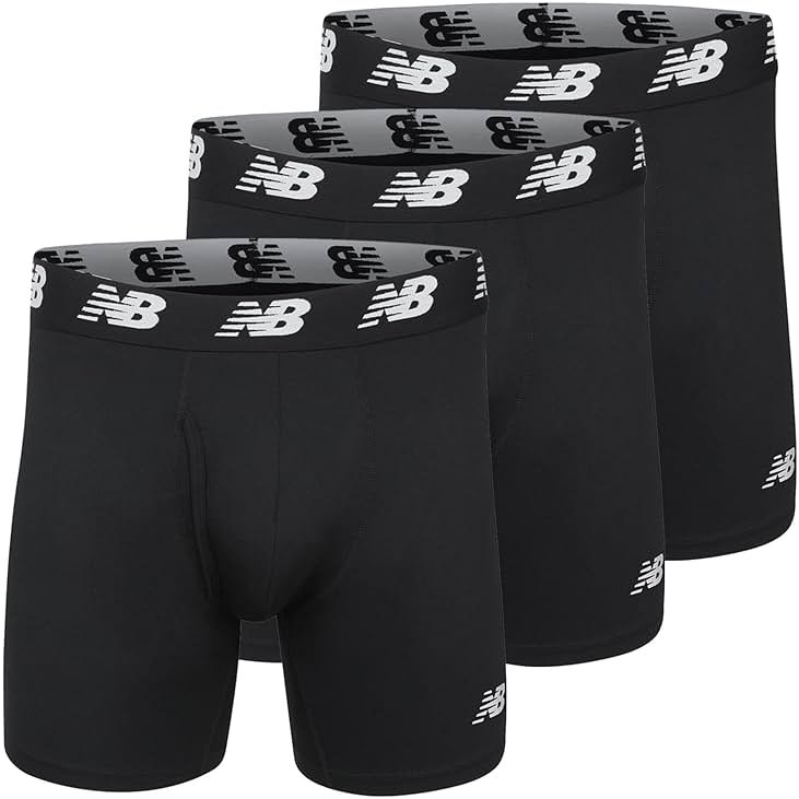 New Balance Men's Performance Boxer Briefs with Fly, Breathable Stretch Underwear, Moisture Wicking, Soft Waistband (3 Pack) - Product Image