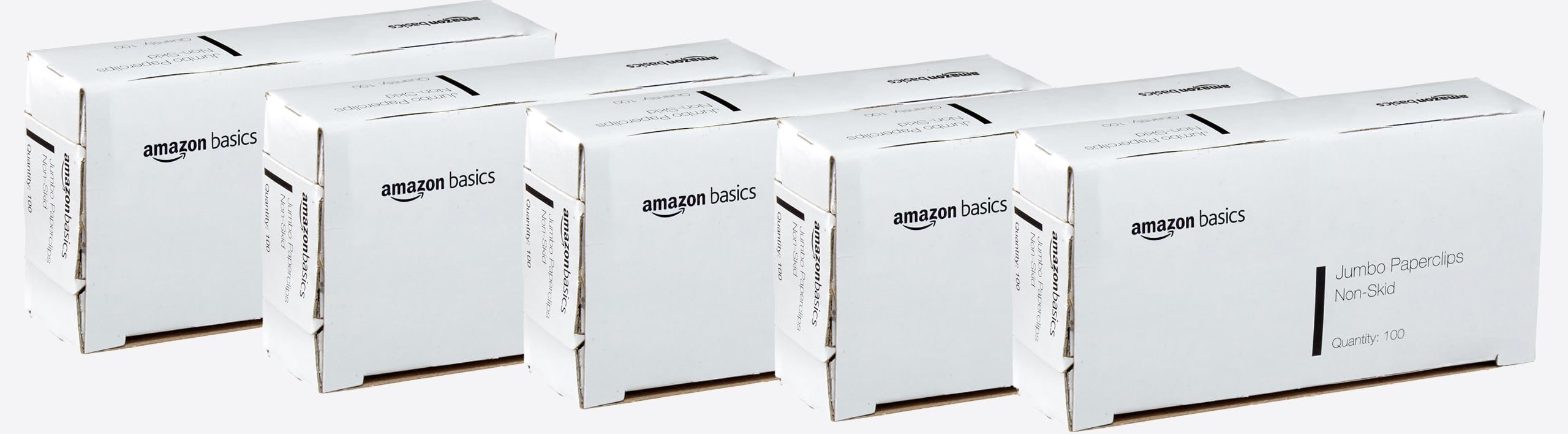Amazon Basics Jumbo Size Office Paper Clips, Non-Skid, Silver, 1000 Count, 10 Packs of 100, A7072557 - Product Image